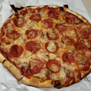 a large pepperoni pizza