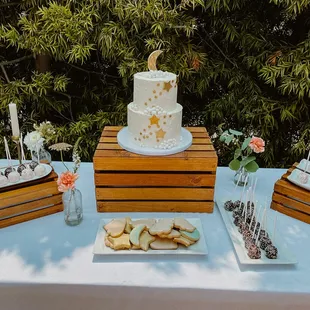 a table with desserts