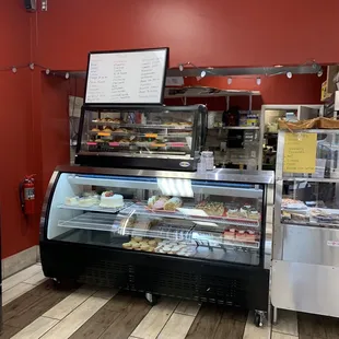 a display case of pastries