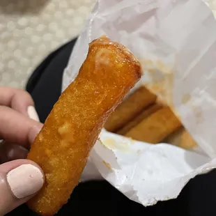 The outside wasn't even crispy, it was soggy with chipotle mayo that spilled in the bag. Yuca Frita does not look like this