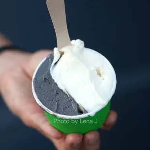 Regular Cup ($4.75) - Fiordilatte and Black Sesame. Black sesame tasted quite roasted and a bit bitter, not my fav black sesame ice cream.