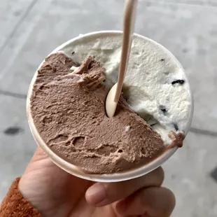Mint Stracciatella and  Gianduia Chocolate Hazelnut Gelato