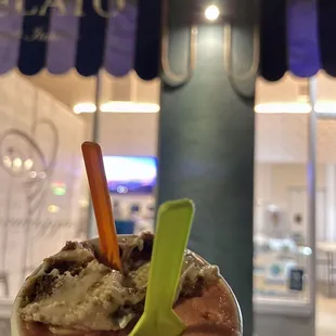 Tiramisu Gelato, Blood Orange Sorbet