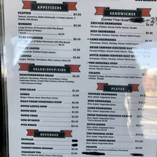 Caravan menu