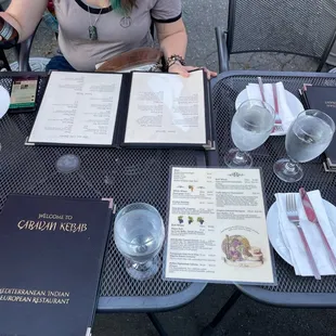 Table outside and menus