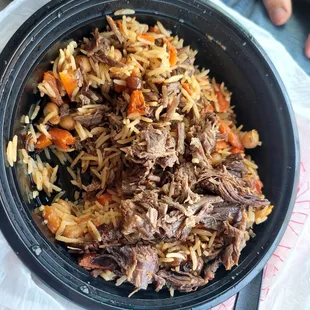 Hubby approved beef plov &amp; beef shawrma he inhaled. His exact words upon opening the the lid, "ohhh this is plov PLOV". Definitely OG food.