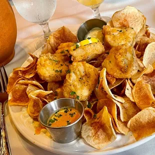 a plate of tortillas and chips