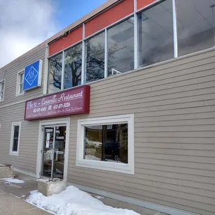 Outside the restaurant.