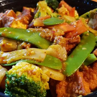 Curry tofu ($14), vegan by default. Pretty good. Nice array of textures. A bit oily.