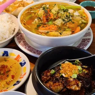 a variety of asian food