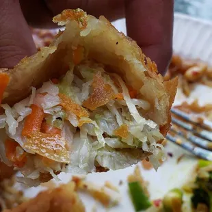 Interior of vegetarian egg roll ($5 for two). Pretty good. Oily, though.