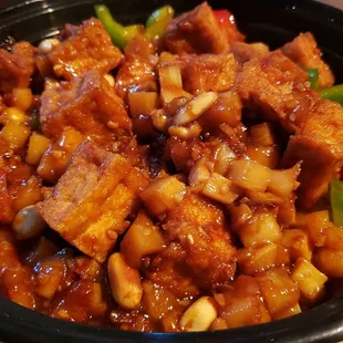 Kung pao tofu ($14), vegan by default. Super greasy, leaving slimy trails on my plate. But tasted all right, though.
