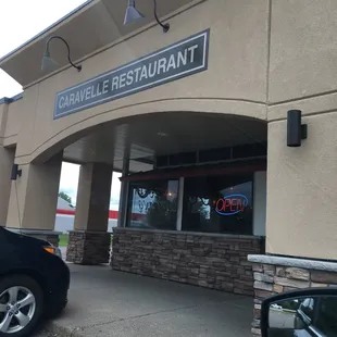 Outside the restaurant