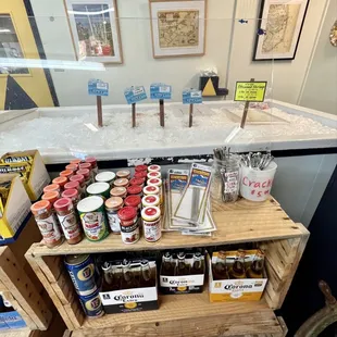 a display of canned food