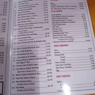 Menu items