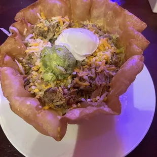 Taco Salad with chicken in it