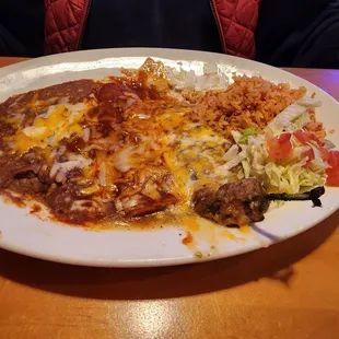Chili relleno and cheese enchilada