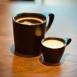 Americano with almond milk on the side.