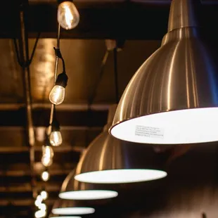 a row of hanging lights