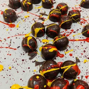 Chocolate truffles. Cherry ganache