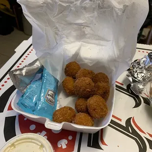 Ok , just figured that I'd check out the " Mini Crab Cakes " . . Well . . THEY'RE JUST DEFINITELY MINI  ! Not like it wasn't stated