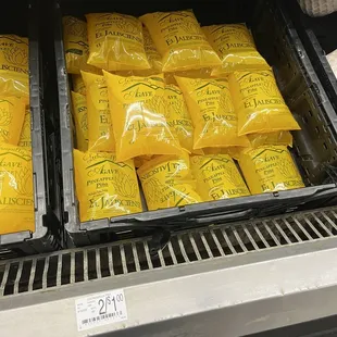 a display of bags of tea