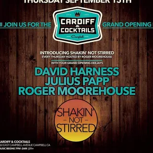 Grand Opening tonight with cocktails and all, September 15, 2016