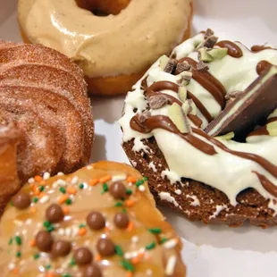 Irish Luck and Mint Cocoa along with my two usuals--Blackeye coffee glazed and churro with spiced chocolate dipping sauce