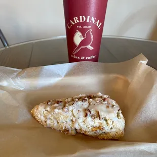 Peach pecan gluten free scone &amp; large coffee