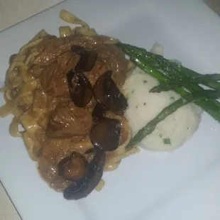 Classic beef stroganoff! I tried their chicken to... So moist and full of flavor!