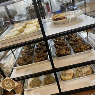 a variety of pastries on display