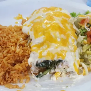 Chile Relleno with Rice &amp; Salad/Veggies, also goood!