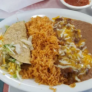 1 Cheese Enchilada, 1 Crispy Taco with Rice &amp; Beans: It was all great!