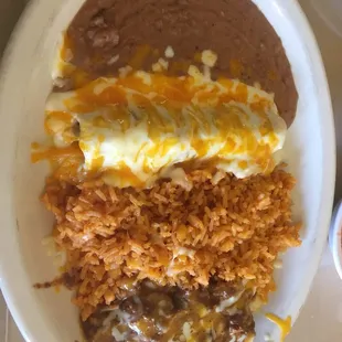 Chicken enchiladas and tamale