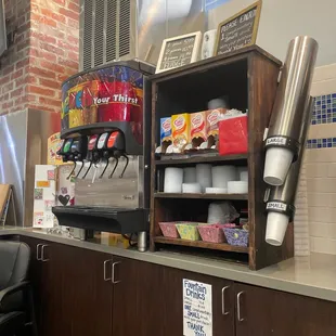 Complimentary fountain drinks with purchase