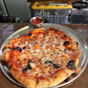 Margherita pizza.  The crust is the bomb!