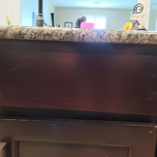 Nail holes on front. Improperly installed and damage during installation.