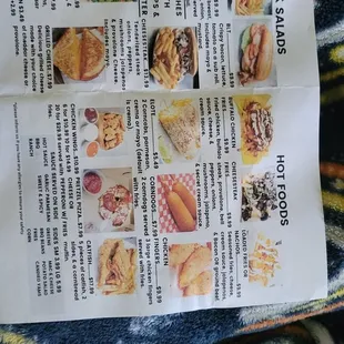Menu for hot food