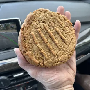 Peanut butter cookie for starters. It is about 4 inches around moist and delicious perfection.  OMG!!!I