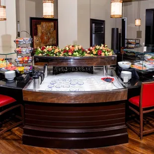 a buffet of food