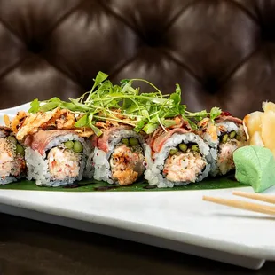 a plate of sushi