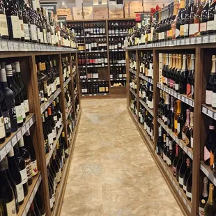 rows of wine bottles