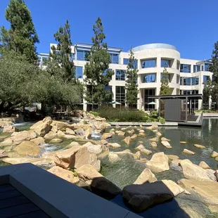 Waterfall right by the cafe