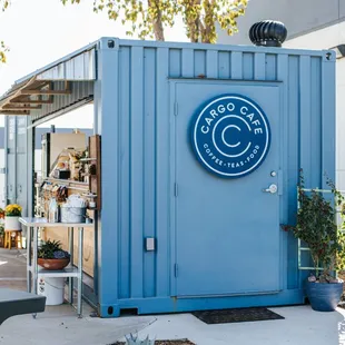 a blue portable kitchen