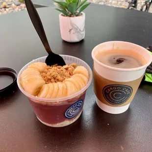 Acai bowl and Americano