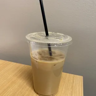 My favorite way to start the day--a salted Carmel oat milk latte!