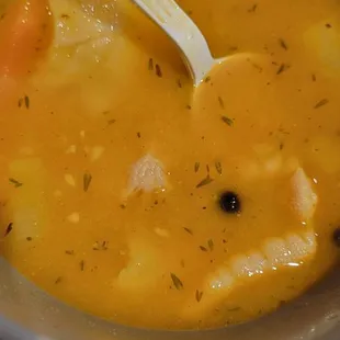 Chicken foot soup with dumplings