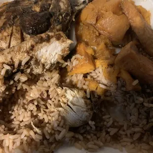 Boneless? Jerk chicken and rice and peas