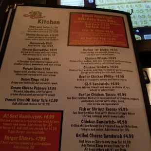 menu
