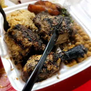 Jerk chicken w/3 sides was the best.